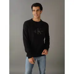 CALVIN KLEIN - Sweater Chenille Monologo Sweater Negro