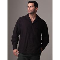 Camisa de lino mangas largas Negro