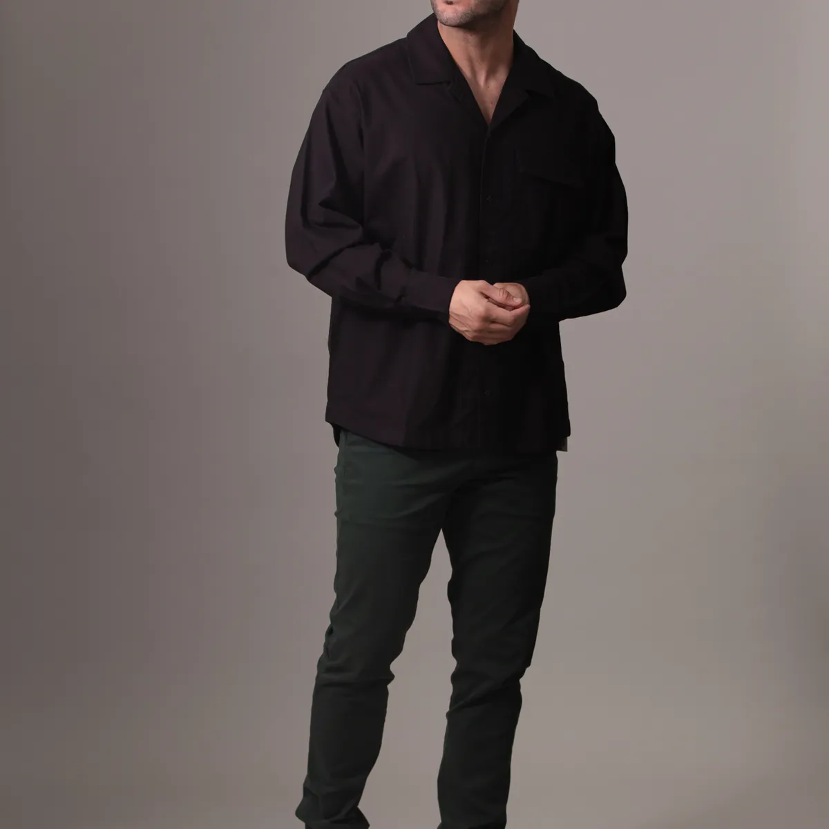 CALVIN KLEIN - Camisa de lino mangas largas Negro Calvin Klein