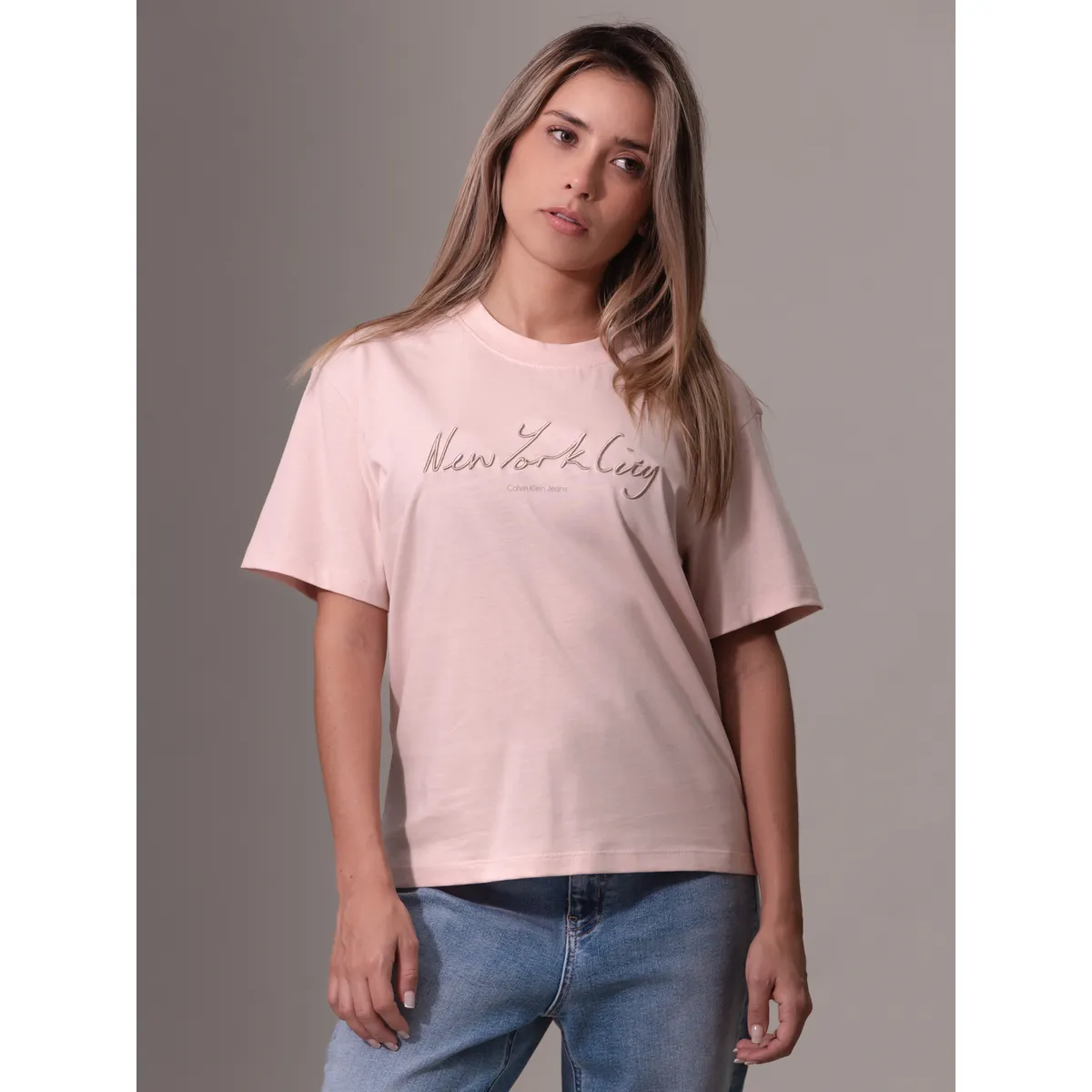 CALVIN KLEIN - Polera Embroidered Nyc Relaxed Rosado Calvin Klein