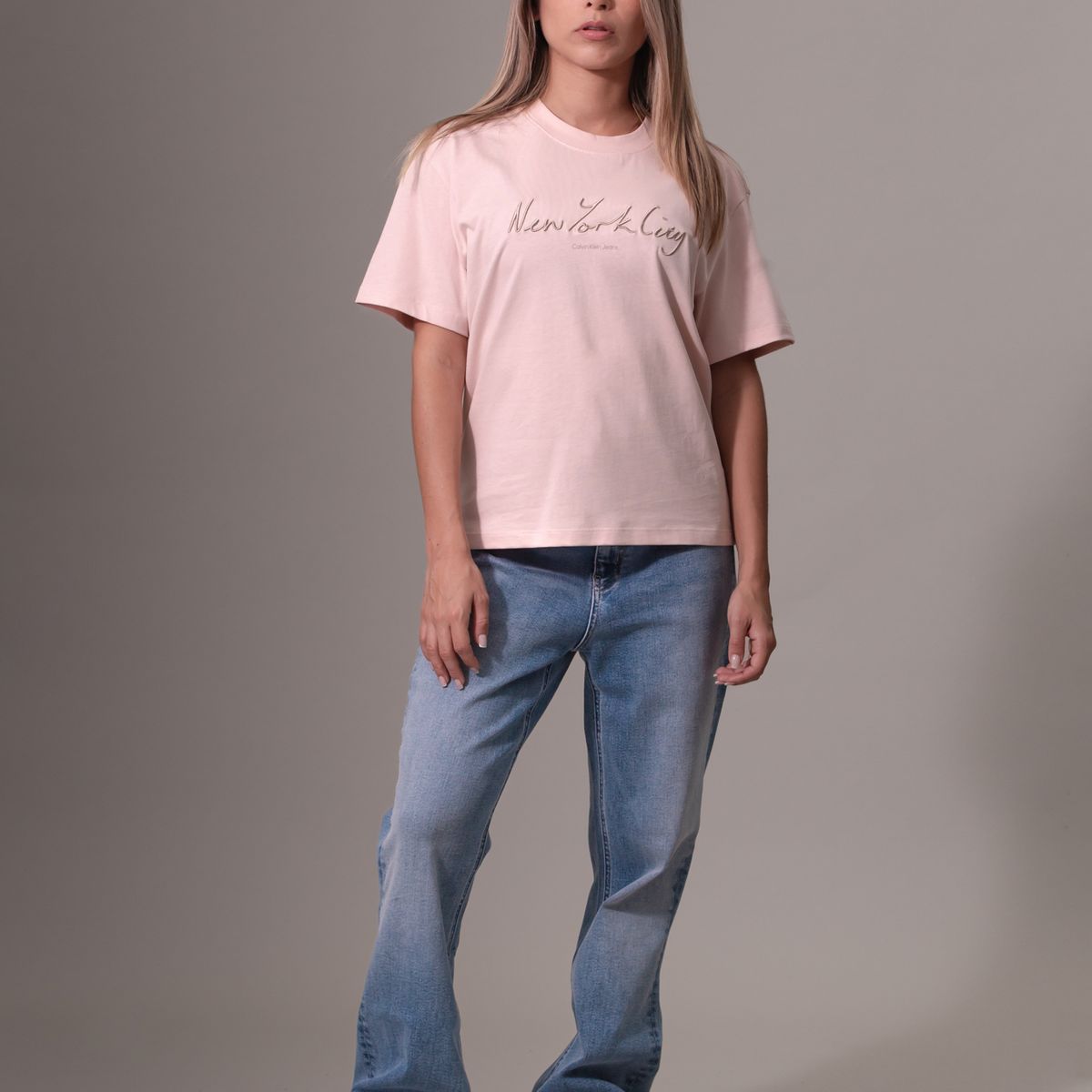 CALVIN KLEIN - Polera Embroidered Nyc Relaxed Rosado Calvin Klein