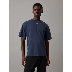 CALVIN KLEIN - Polera Nano Logo Interlock Azul