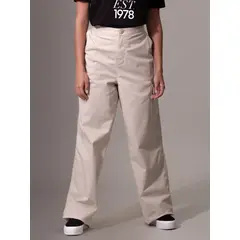 CALVIN KLEIN - Pantalón Cargo Brushed Cotton Crema