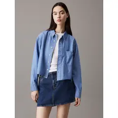 CALVIN KLEIN - Camisa Cropped Dad Azul