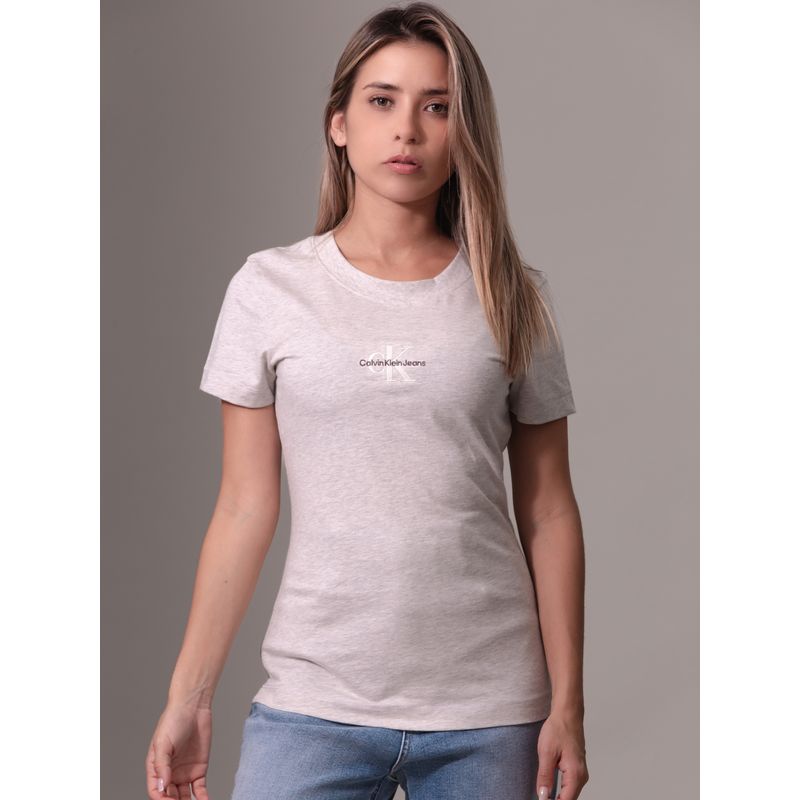 CALVIN KLEIN - Polera Monologo Slim Gris Calvin Klein