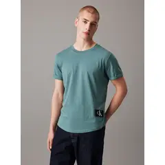 CALVIN KLEIN - Polera Badge Turn Up Verde