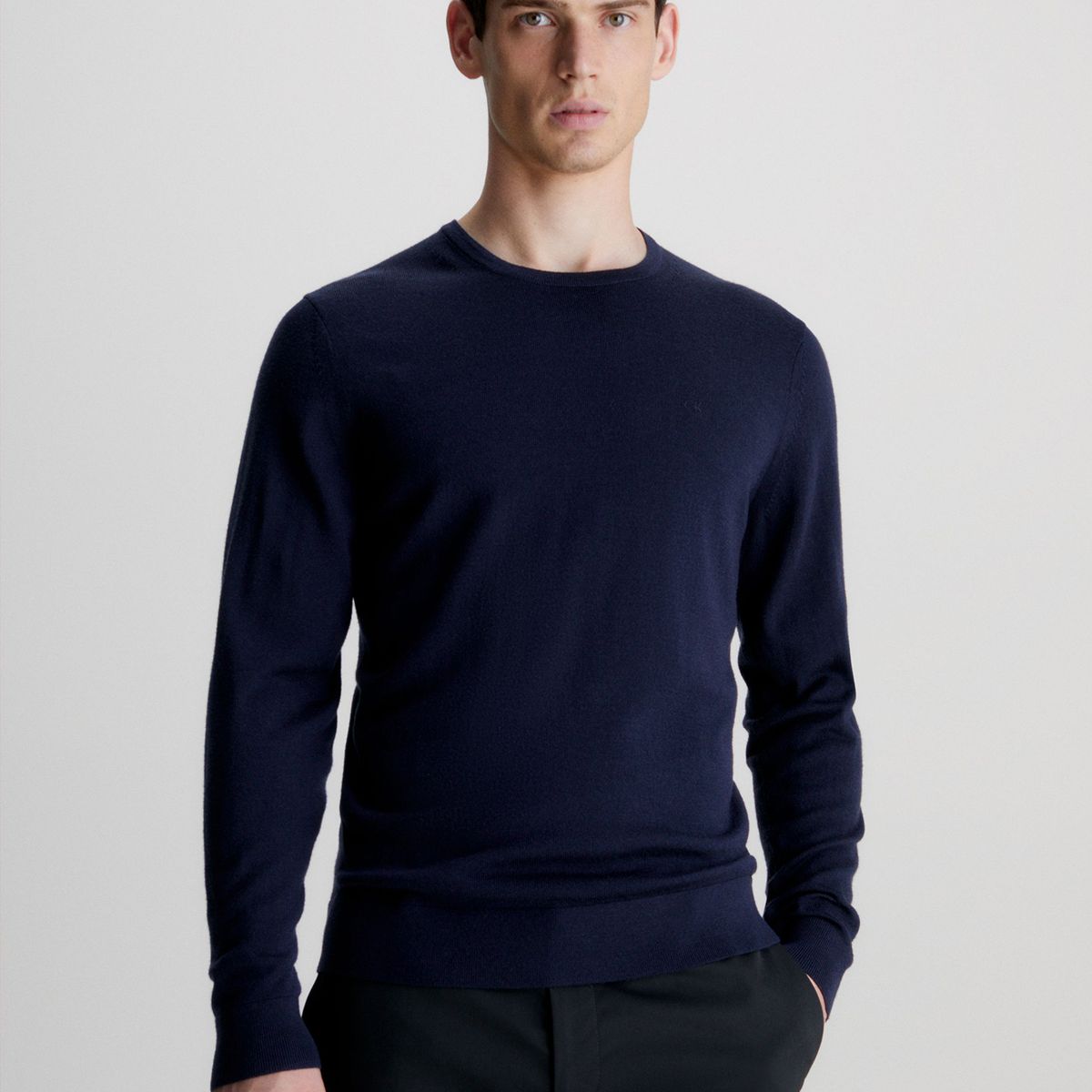 CALVIN KLEIN - Sweater Merino Crew Neck Sweater Azul Calvin Klein