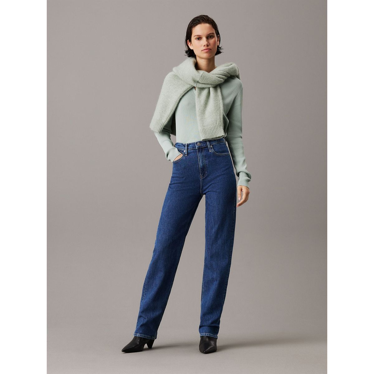 CALVIN KLEIN - Jeans High Rise Straight Azul Calvin Klein