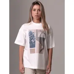 CALVIN KLEIN - Polera Floral Collage Print Blanco