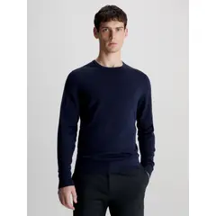 CALVIN KLEIN - Sweater Merino Crew Neck Sweater Azul