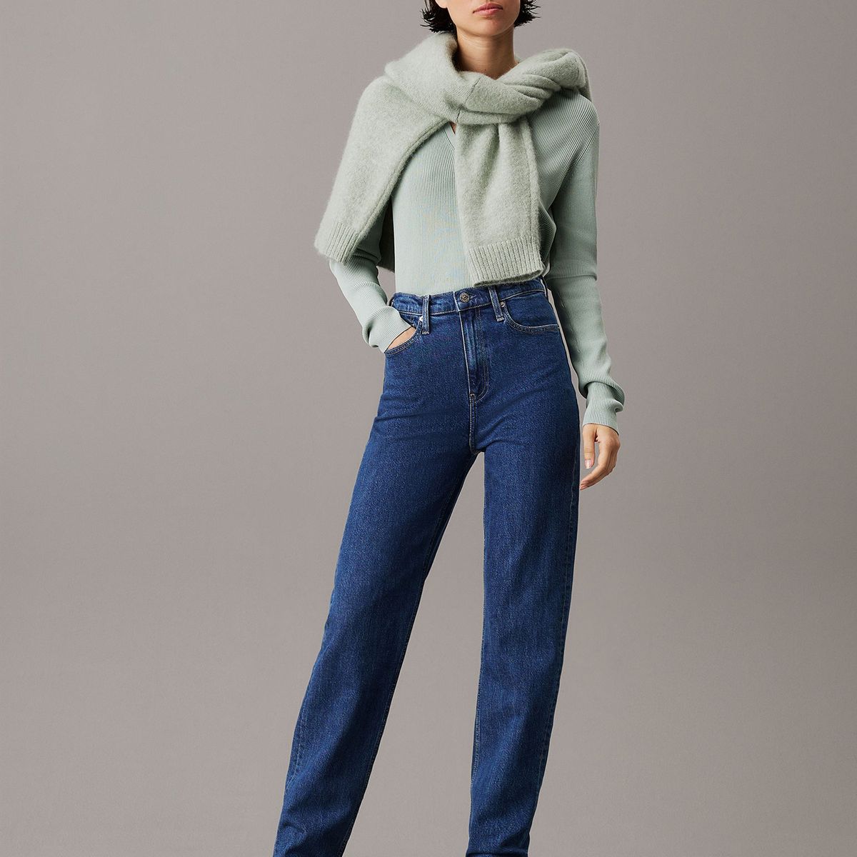 CALVIN KLEIN - Jeans High Rise Straight Azul Calvin Klein