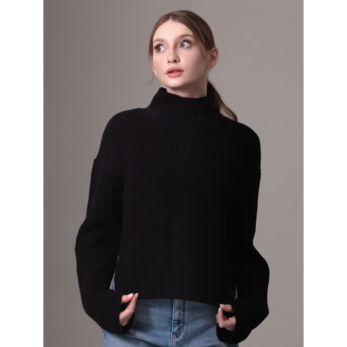 CALVIN KLEIN - Sweater Chunky Loose Negro Calvin Klein