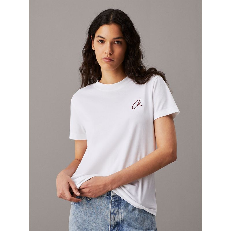 CALVIN KLEIN - Polera Embroidered Blanco Calvin Klein