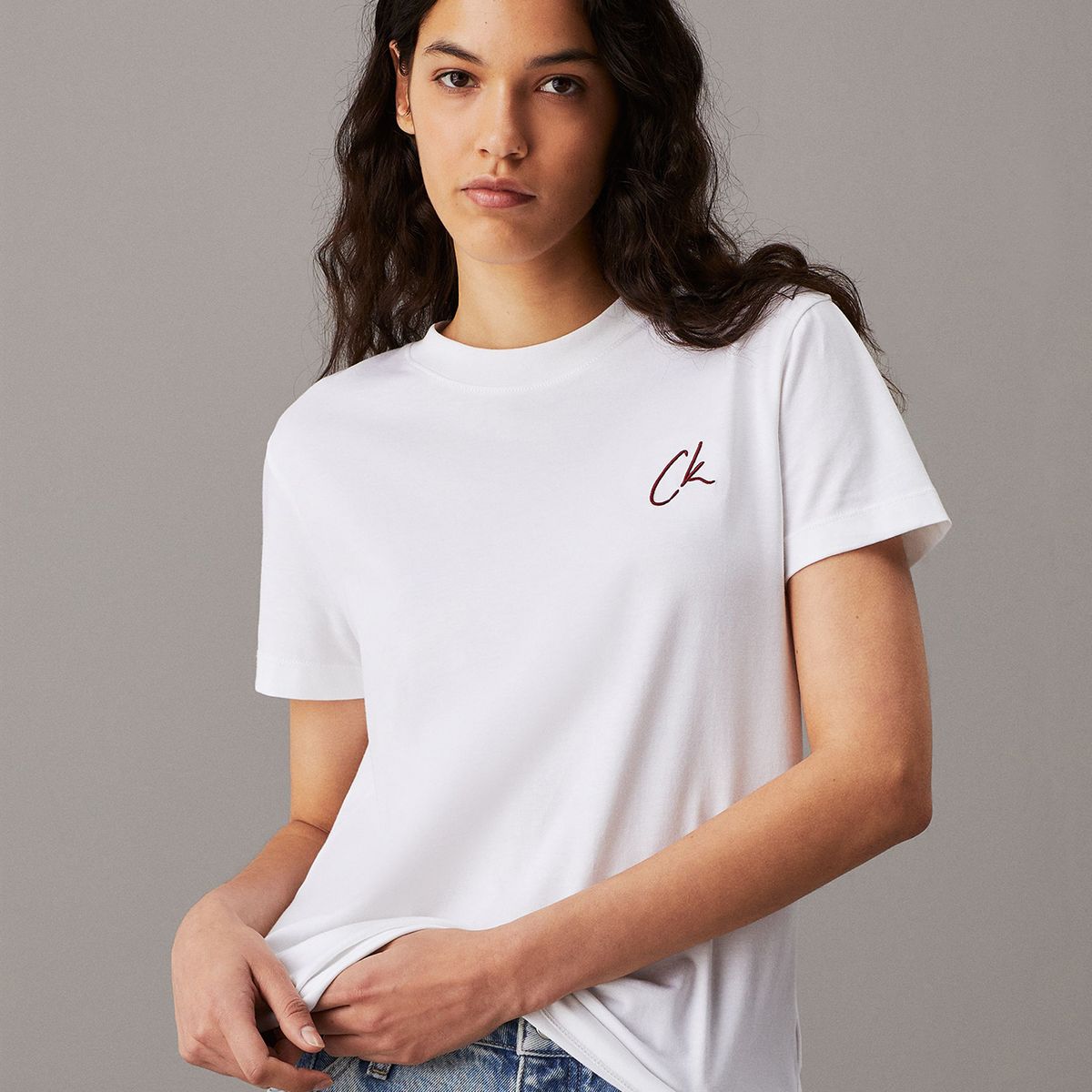 CALVIN KLEIN - Polera Embroidered Blanco Calvin Klein