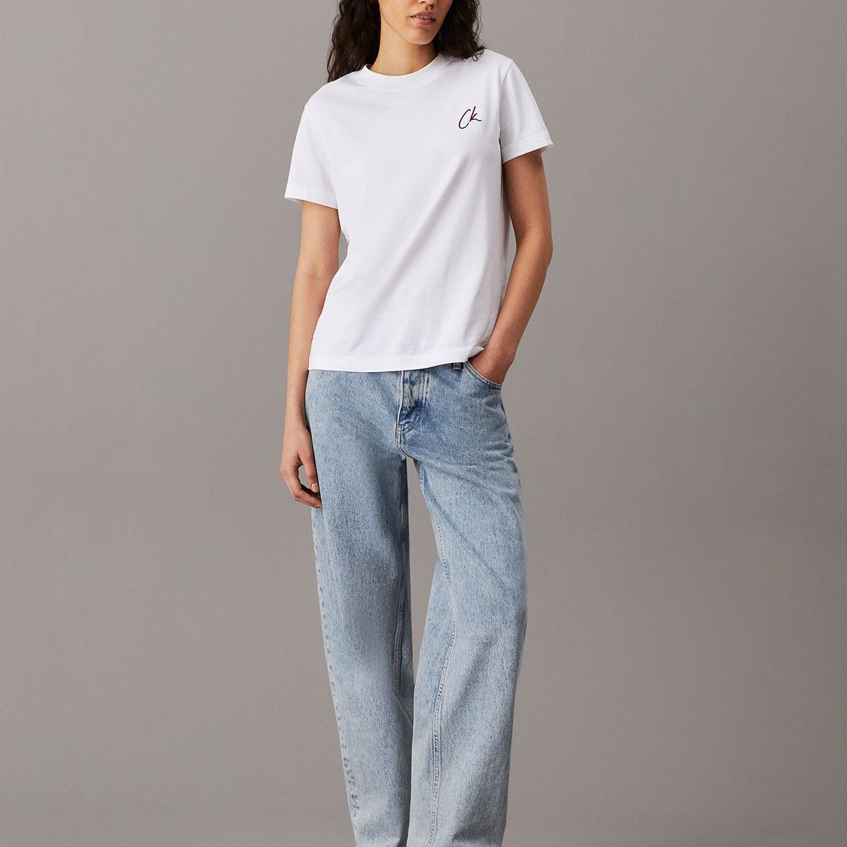 CALVIN KLEIN - Polera Embroidered Blanco Calvin Klein