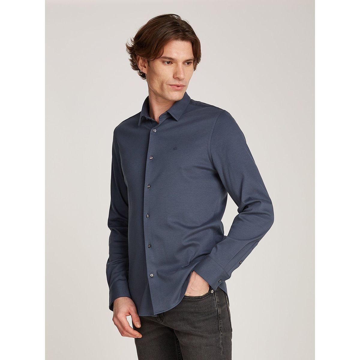 CALVIN KLEIN - Camisa de punto slim suave Azul Calvin Klein