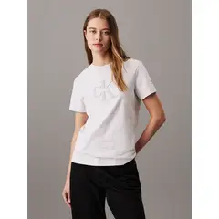 CALVIN KLEIN - Polera Chenille Monologo Gris