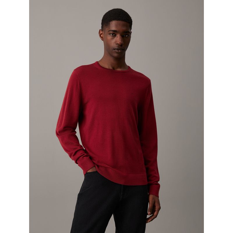 CALVIN KLEIN - Sweater Merino Rws Crew Neck Sweater Rojo Calvin Klein