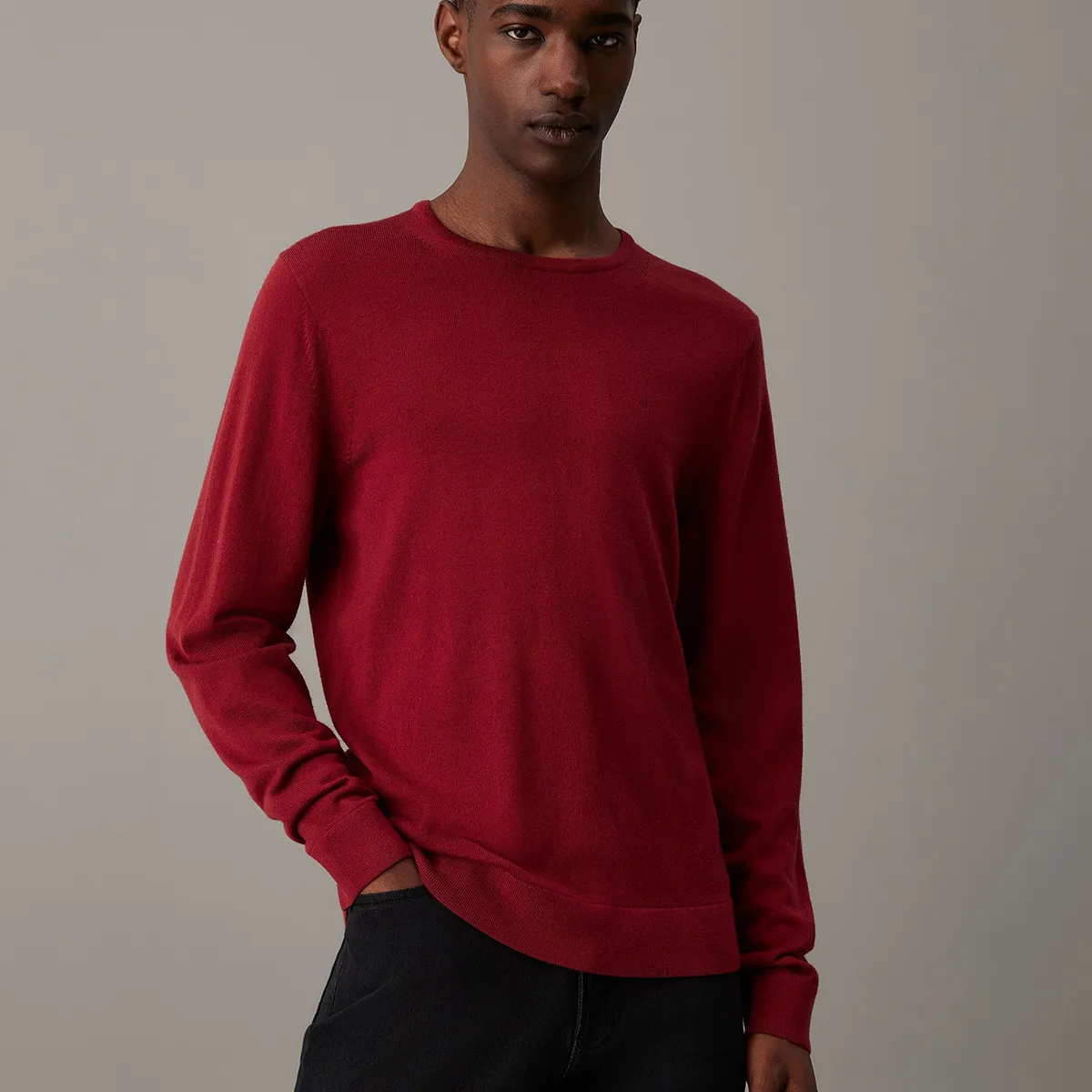 CALVIN KLEIN - Sweater Merino Rws Crew Neck Sweater Rojo Calvin Klein