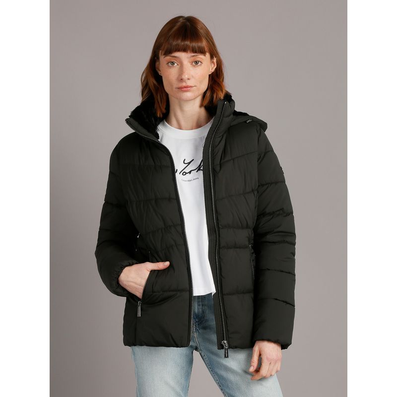 CALVIN KLEIN - Parka Liquid Stretch Puffer Negro Calvin Klein