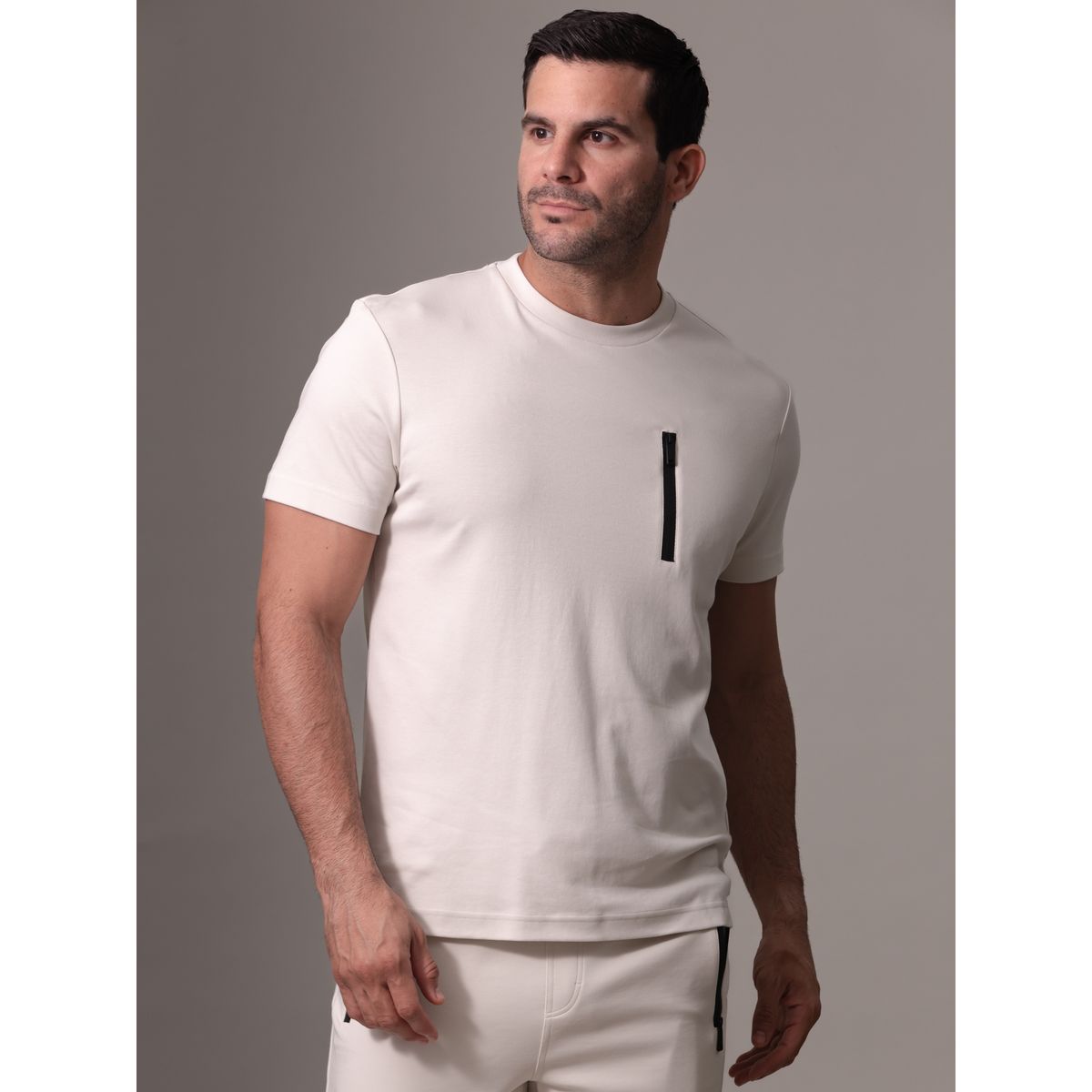 CALVIN KLEIN - Polera Lux Tech Zip Pocket Blanco Calvin Klein