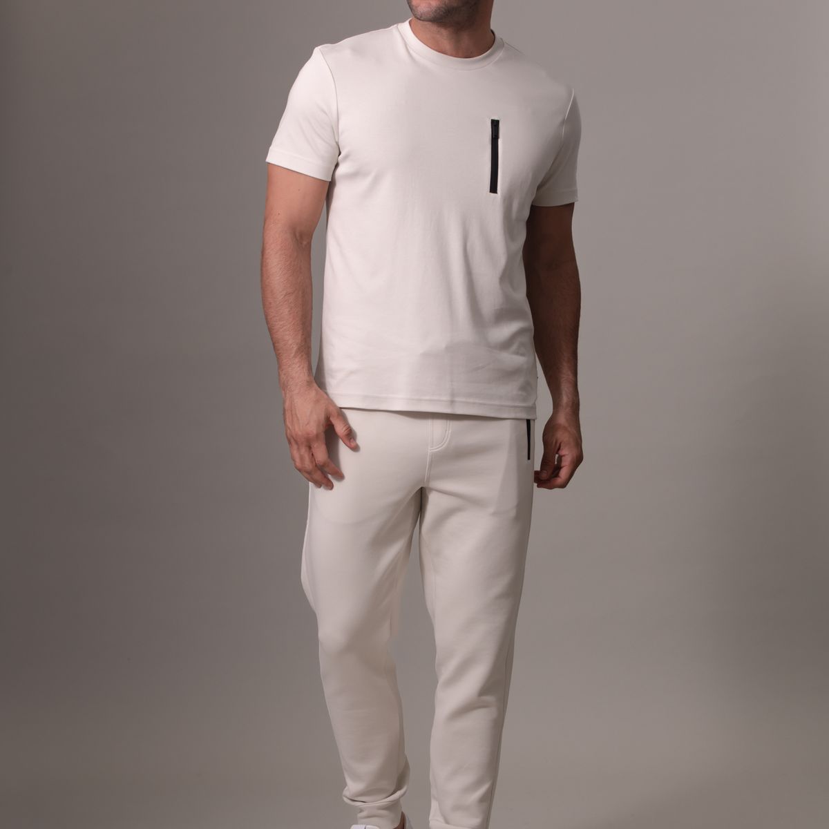 CALVIN KLEIN - Polera Lux Tech Zip Pocket Blanco Calvin Klein
