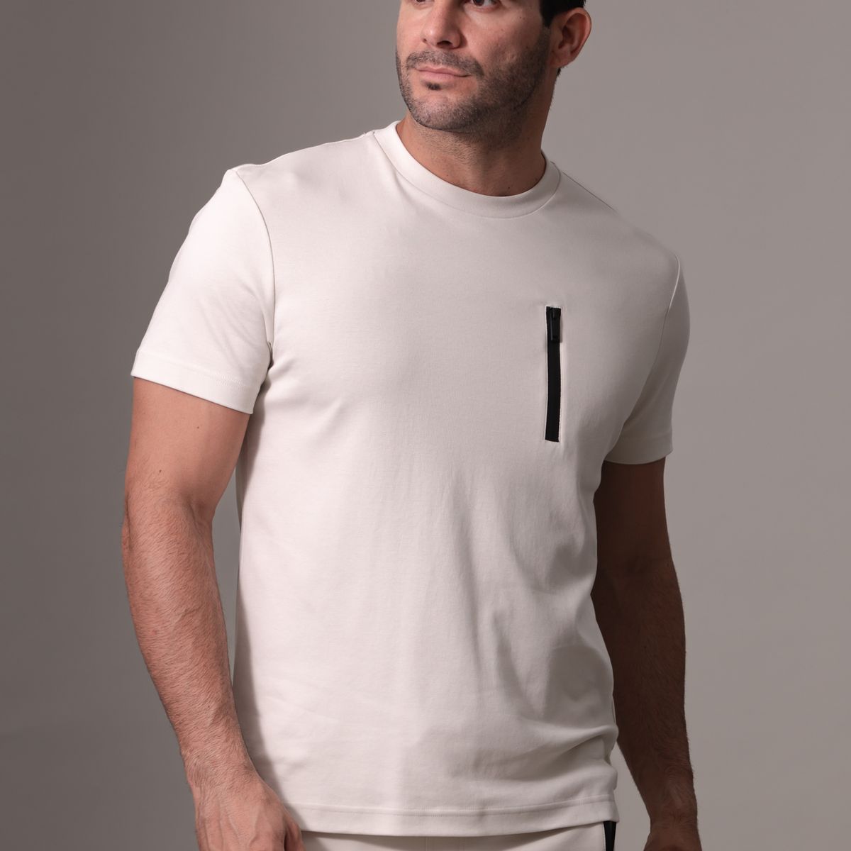 CALVIN KLEIN - Polera Lux Tech Zip Pocket Blanco Calvin Klein