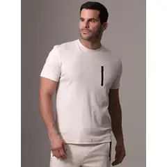 CALVIN KLEIN - Polera Lux Tech Zip Pocket Blanco