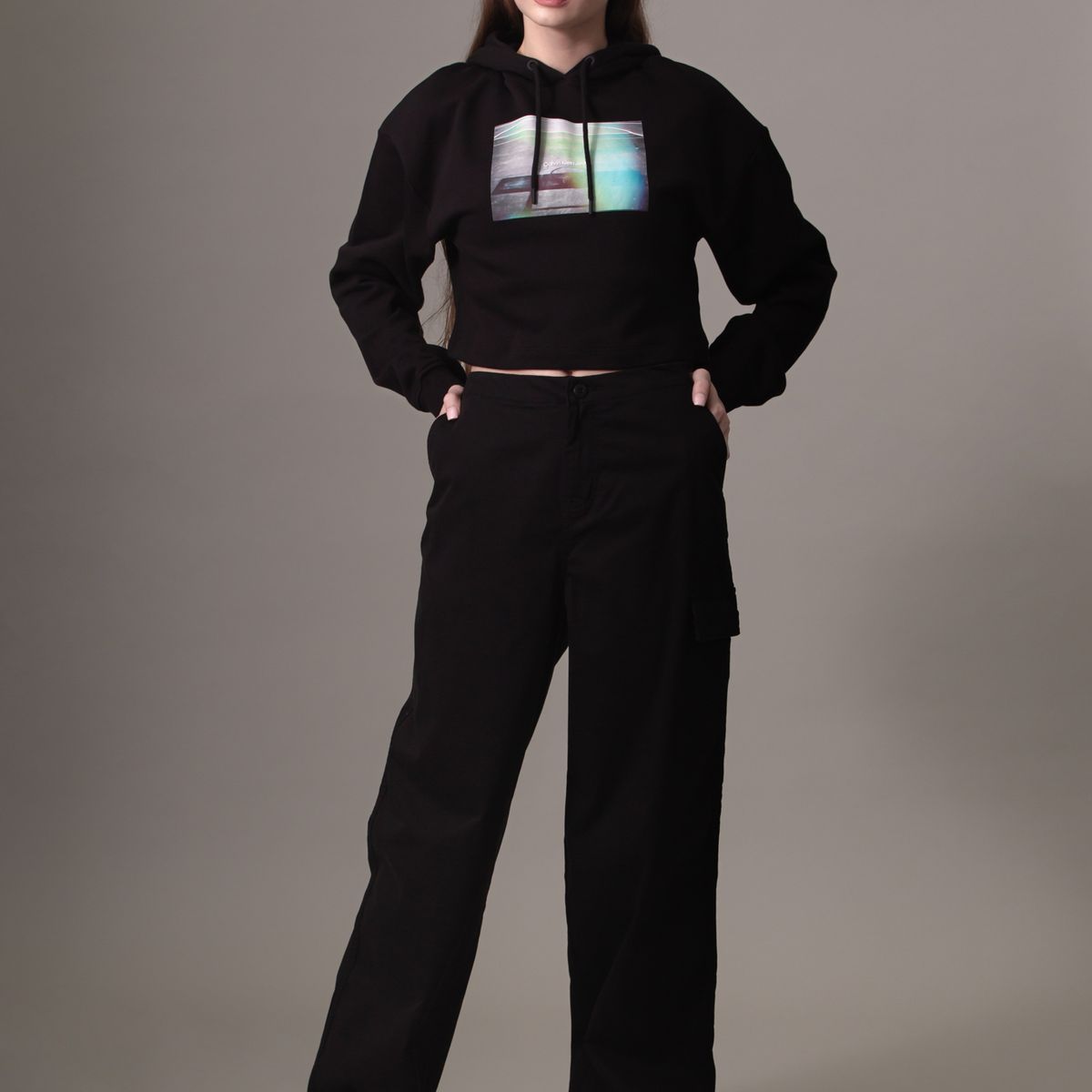 CALVIN KLEIN - Pantalón Cargo Brushed Cotton Negro Calvin Klein