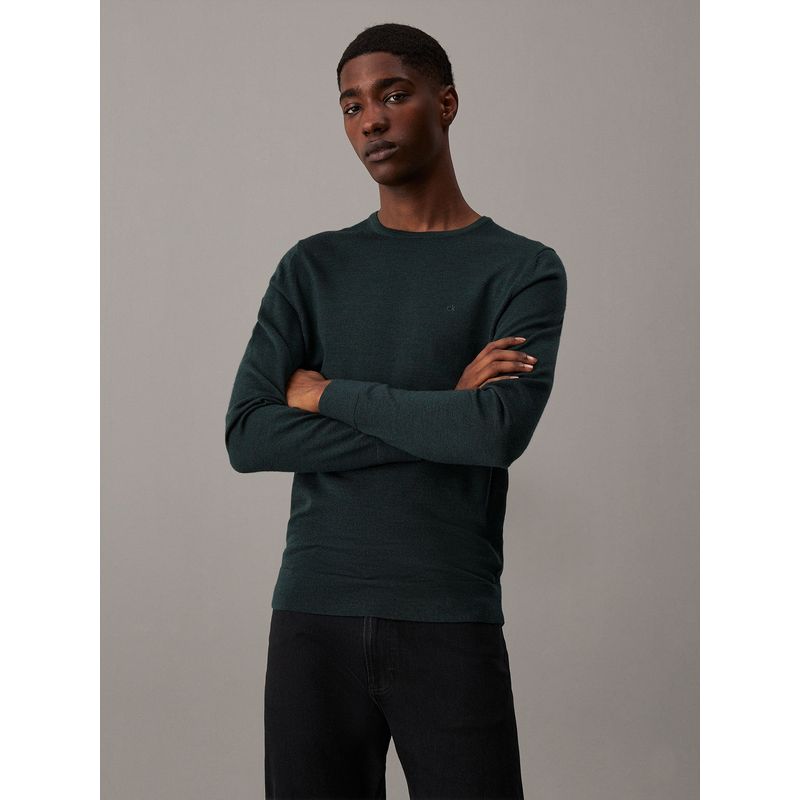 CALVIN KLEIN - Sweater Merino Rws Crew Neck Sweater Verde Calvin Klein