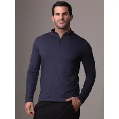 CALVIN KLEIN - Polera LS con Cierre Liquid Touch Azul