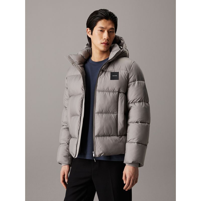 CALVIN KLEIN - Parka con Gorro Quilt Puffer Gris Calvin Klein