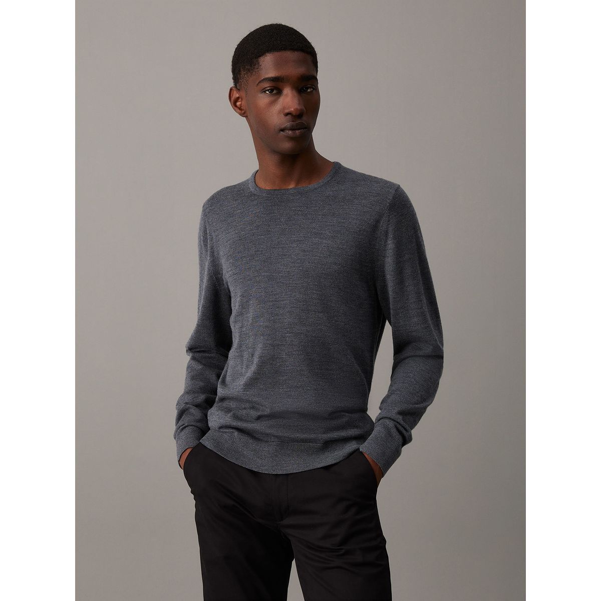 CALVIN KLEIN - Sweater Superior Wool Crew Neck Swea Gris Calvin Klein