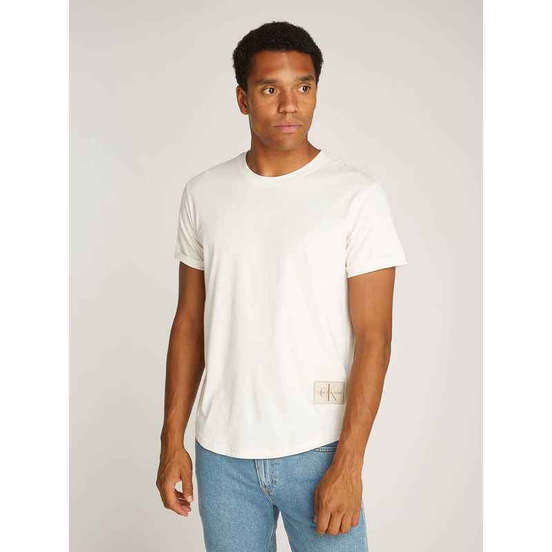 CALVIN KLEIN - Polera Badge Turn Up Blanco Calvin Klein