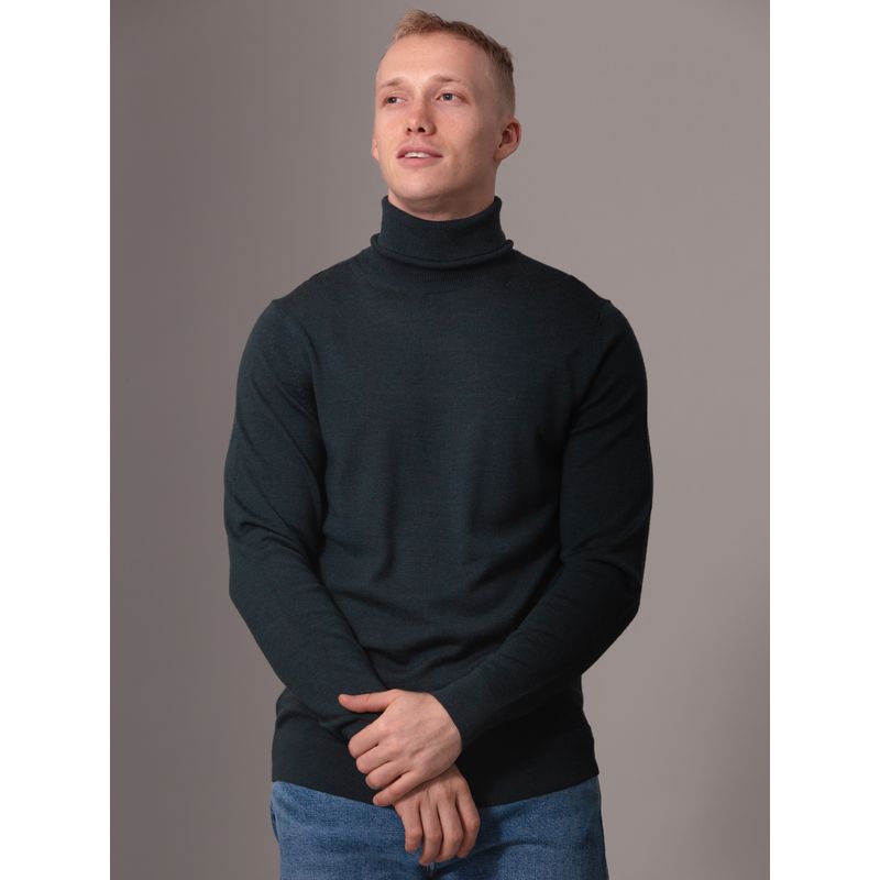 CALVIN KLEIN - Sweater Merino Rws Turtle Neck Verde Calvin Klein