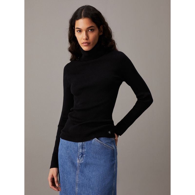 CALVIN KLEIN - Sweater Woven Label Negro Calvin Klein