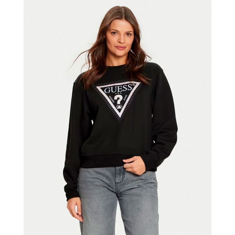GUESS - Poleron Cn Python Triangle Logo Flecee Negro Guess
