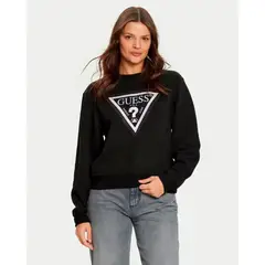 GUESS - Poleron Cn Python Triangle Logo Flecee Negro