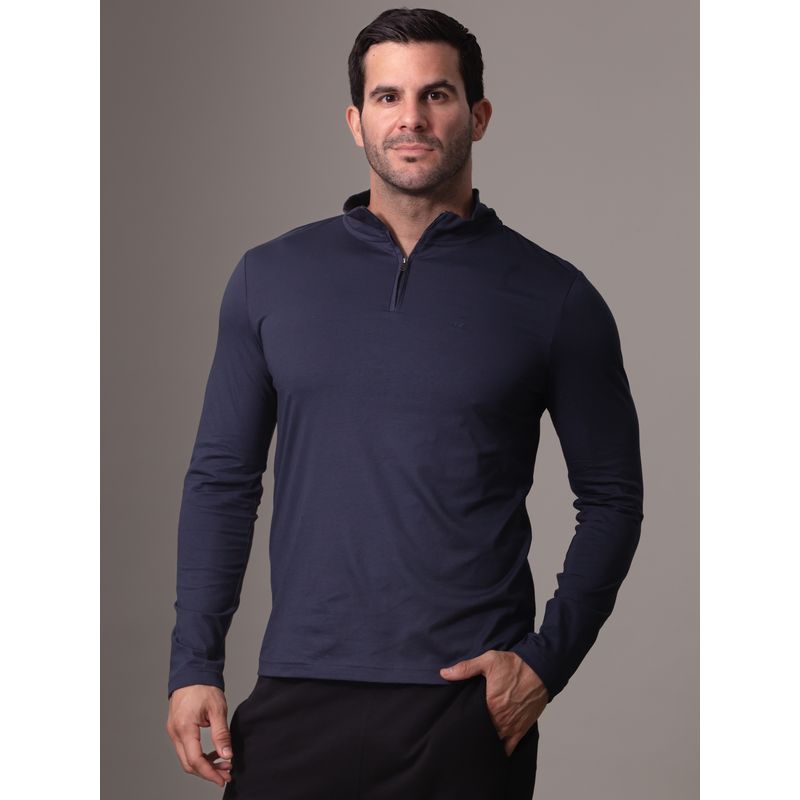 CALVIN KLEIN - Polera LS con Cierre Liquid Touch Azul Calvin Klein