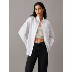 CALVIN KLEIN - Camisa Woven Label Relaxed Blanco