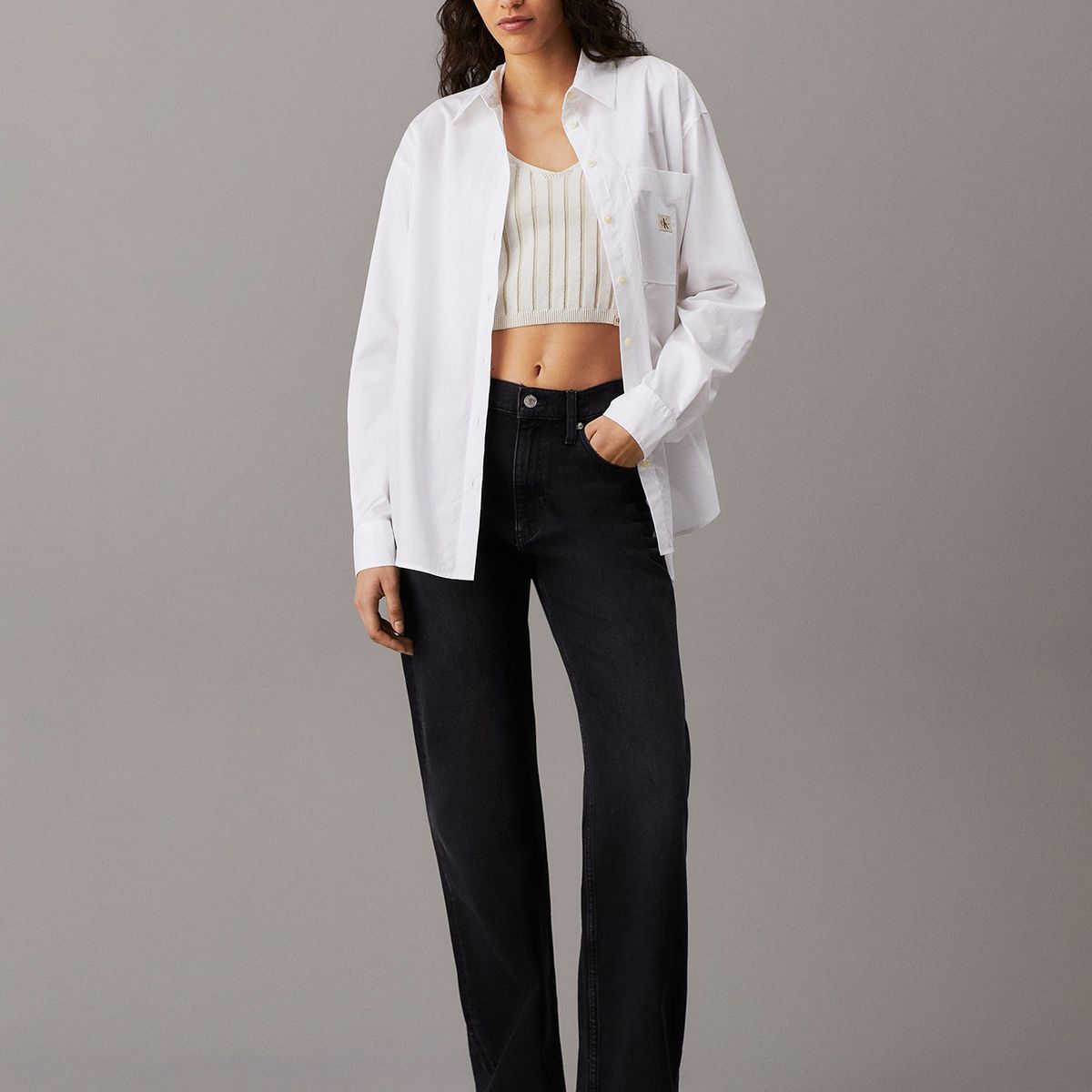 CALVIN KLEIN - Camisa Woven Label Relaxed Blanco Calvin Klein