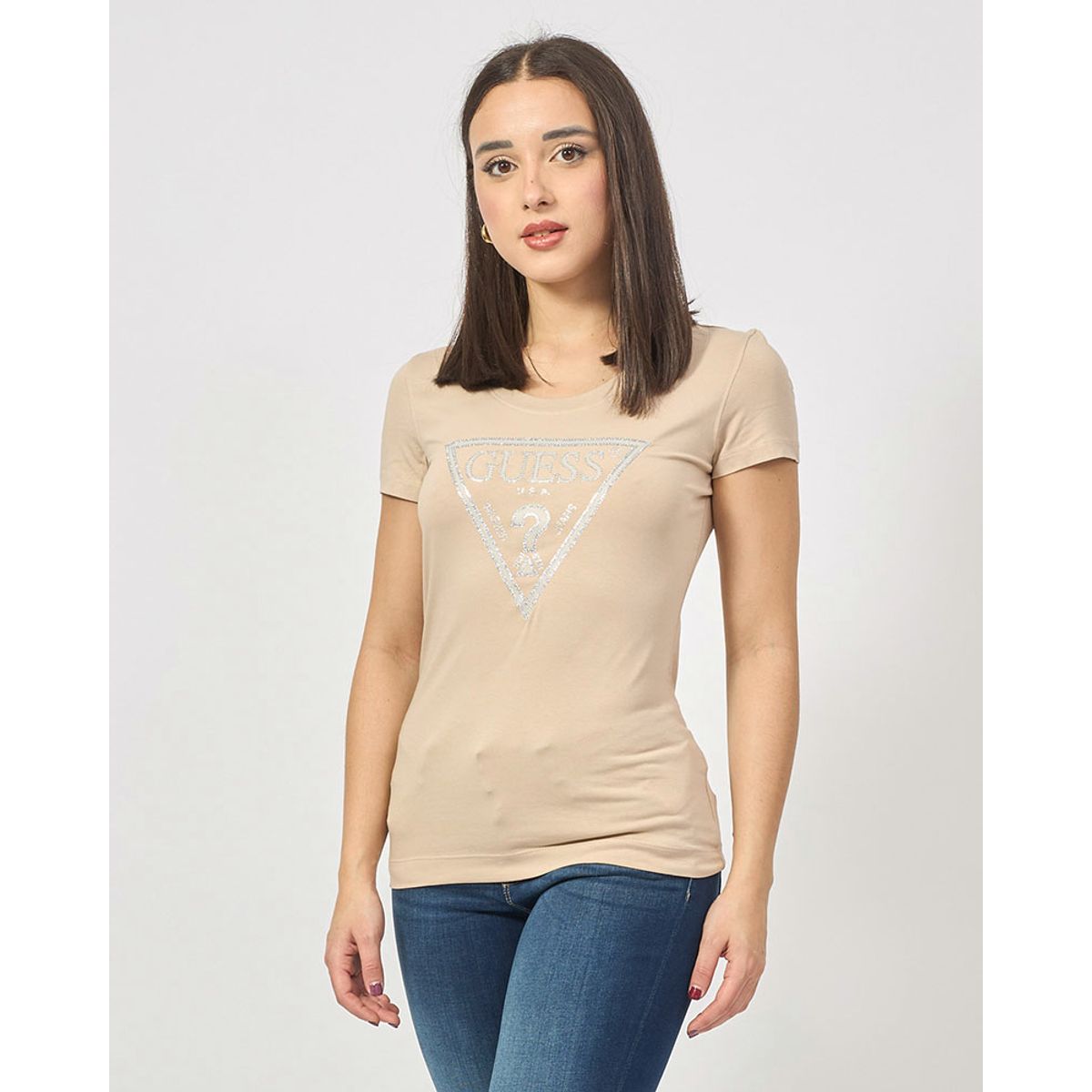 GUESS - Polera Ss Vn Python Triangle Tee Camel Guess