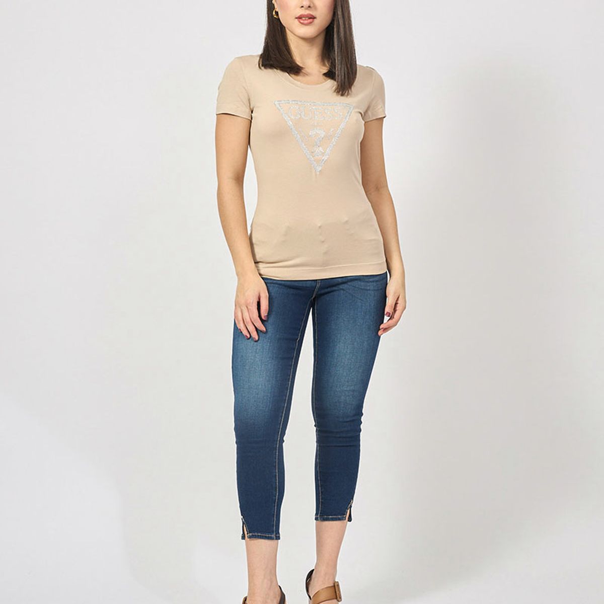 GUESS - Polera Ss Vn Python Triangle Tee Camel Guess