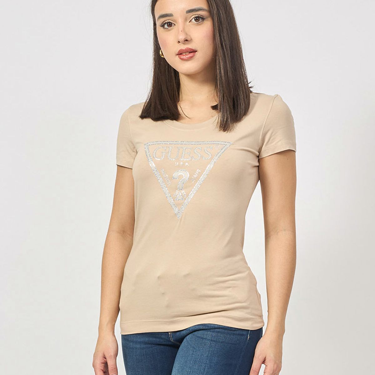GUESS - Polera Ss Vn Python Triangle Tee Camel Guess