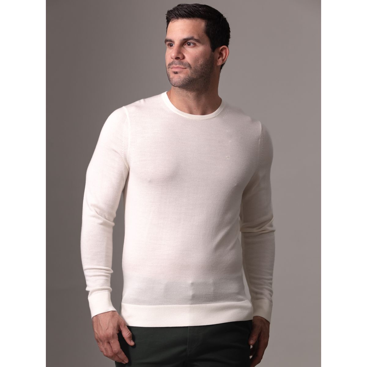 CALVIN KLEIN - Sweater Superior Wool Crew Neck Swea Blanco Calvin Klein