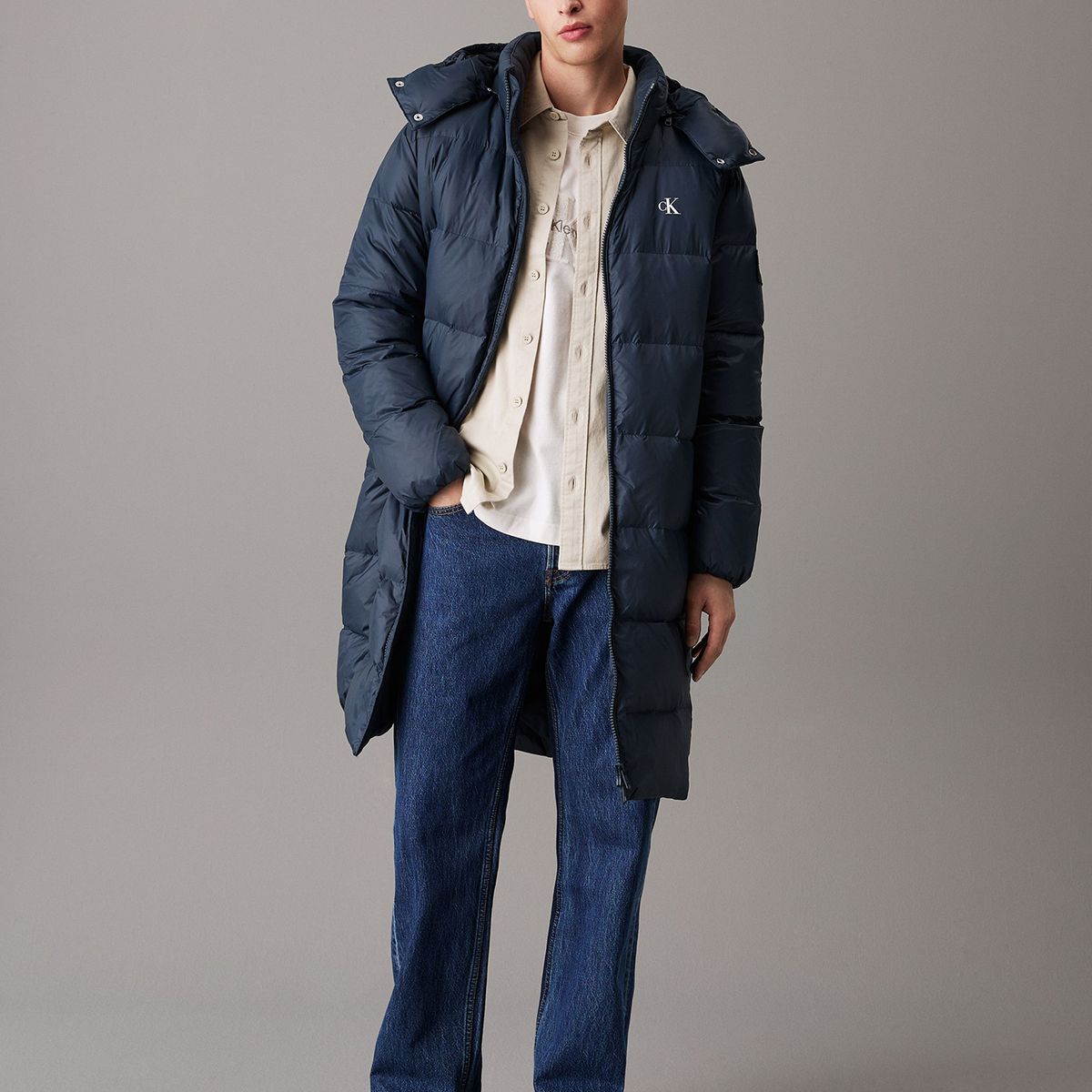 CALVIN KLEIN - Parka Larga Essentials Down Azul Calvin Klein