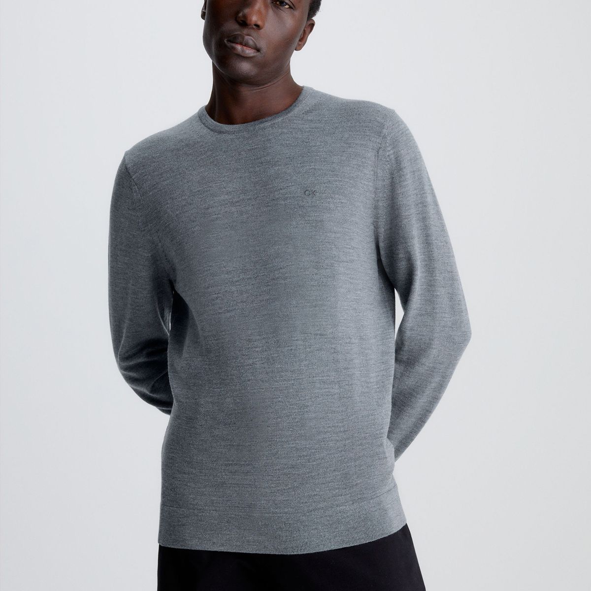 CALVIN KLEIN - Sweater Superior Wool Crew Neck Swea Gris Calvin Klein