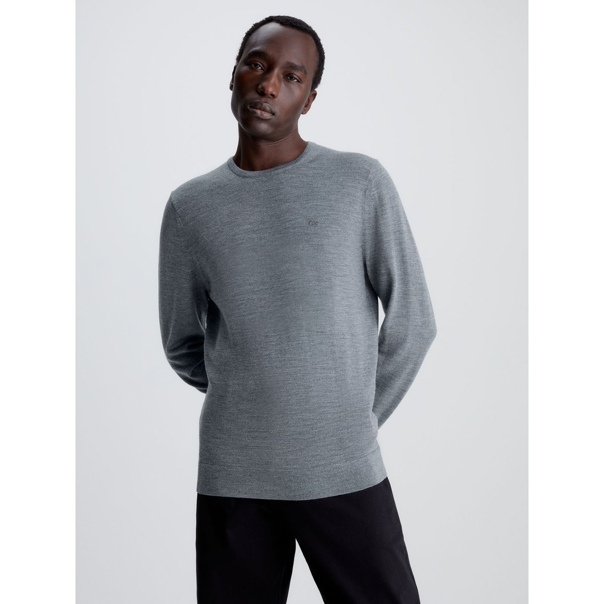 CALVIN KLEIN - Sweater Superior Wool Crew Neck Swea Gris Calvin Klein