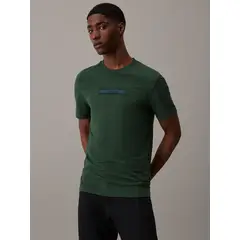 CALVIN KLEIN - Polera Embroidered Logo Peached Verde