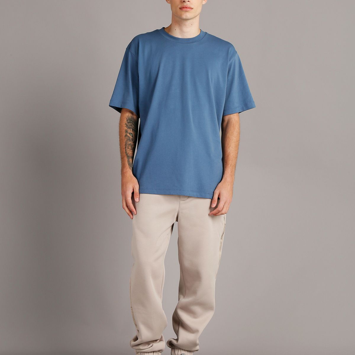 CALVIN KLEIN - Polera Woven Label Relaxed Azul Calvin Klein